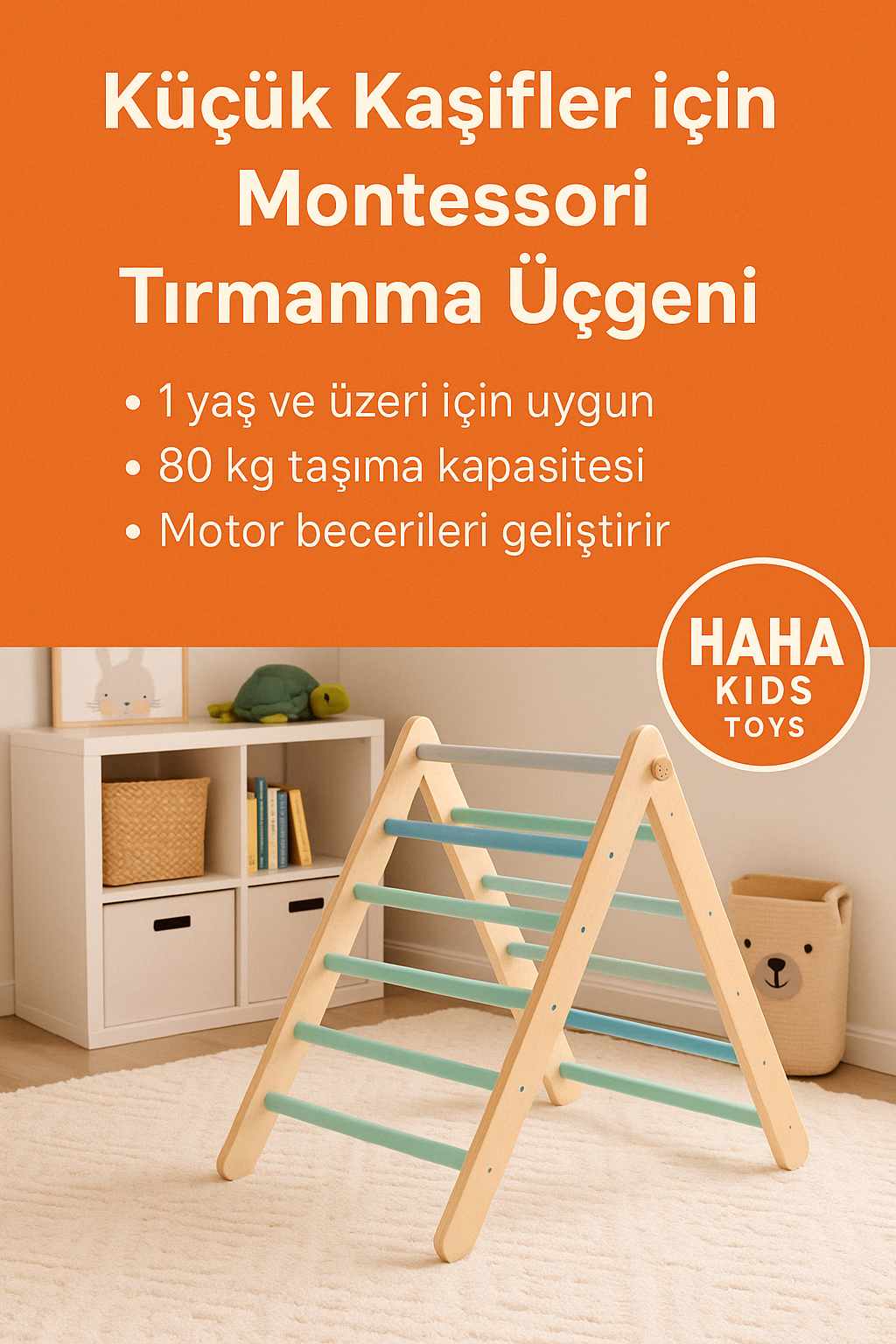 Haha Kids Toys - Katlanabilir Tırmanma Üçgeni (Pikler Üçgeni)